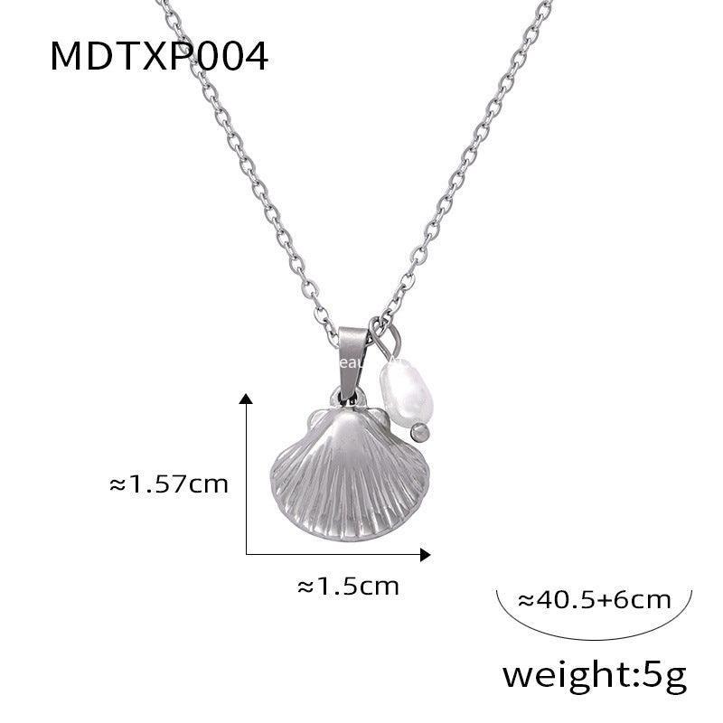 D관 - 레트로 자개 큐빅 펜던트 담수 진주 트렌디 귀걸이 목걸이 [F010-P004-P010] 24.03-4