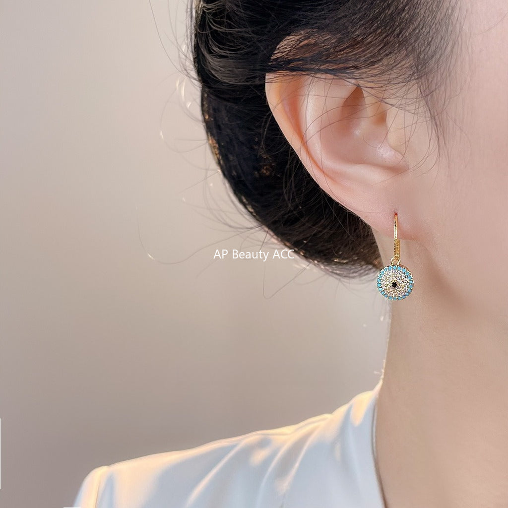 C관 - 핸드메이드 풀 큐빅 원형 후크 귀걸이 [7051] 25.11-2