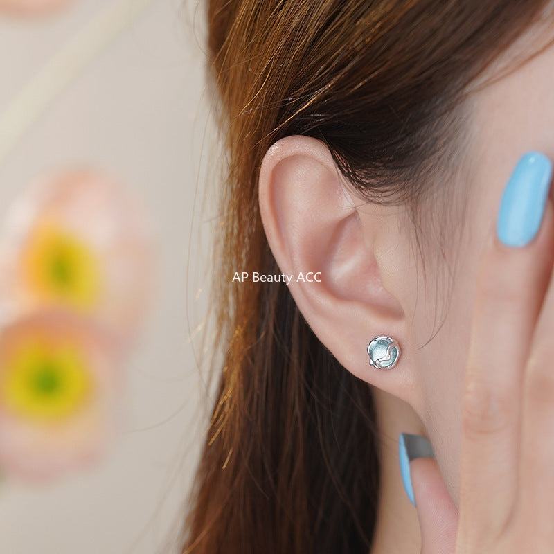 B관 - 925 실버 물빛 글라스 스톤 귀걸이 [YC6705E_1] 25.10-2