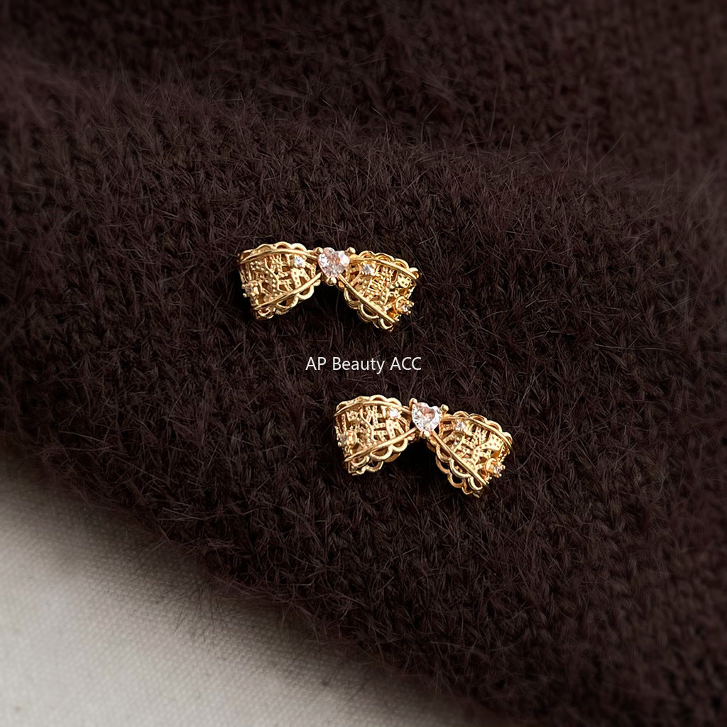 C관 - 925 은침 큐빅 레이스 리본 디자인 귀걸이 [6915] 25.10-2