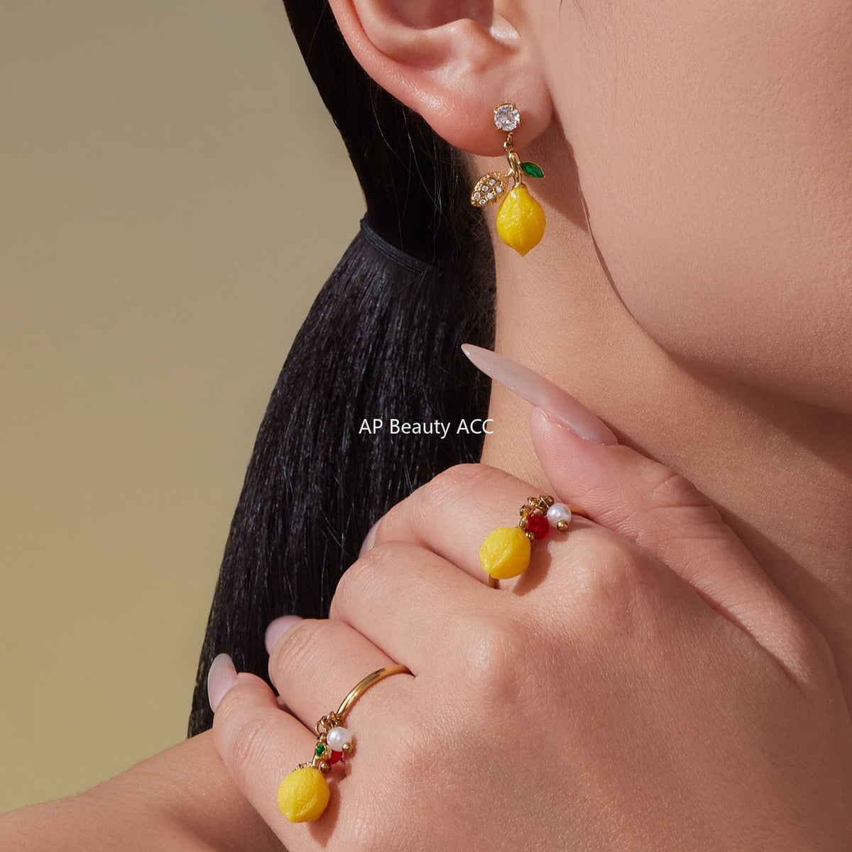 D관 - 스테인리스 스틸 큐빅 레몬 과일 디자인 목걸이 귀걸이 팔찌 반지 [TXP429] 25.10-3