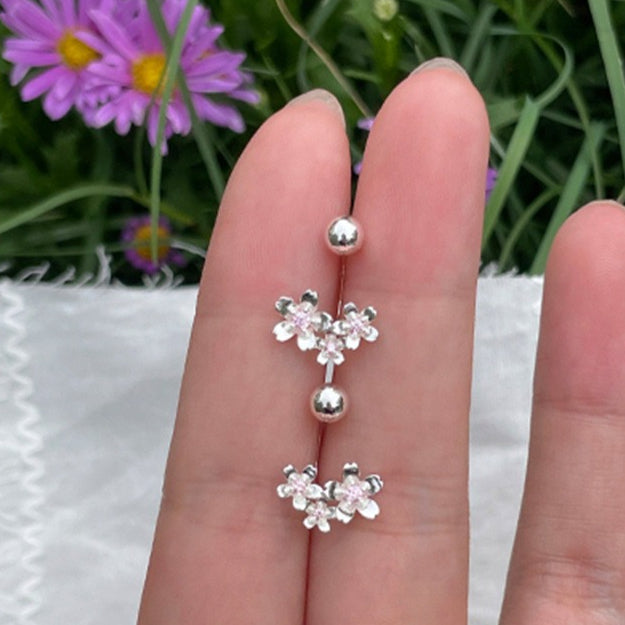 A관 - 925 은침 큐빅 플라워 스터드 피어싱 귀걸이 [EH-4128] 25.10-1