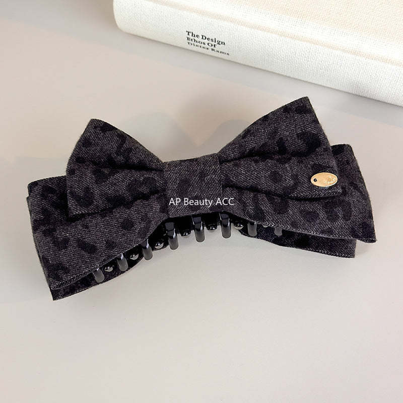 E관 - 레오파드 패턴 프린팅 리본 바나나 집게핀 [27748] 25.12-1