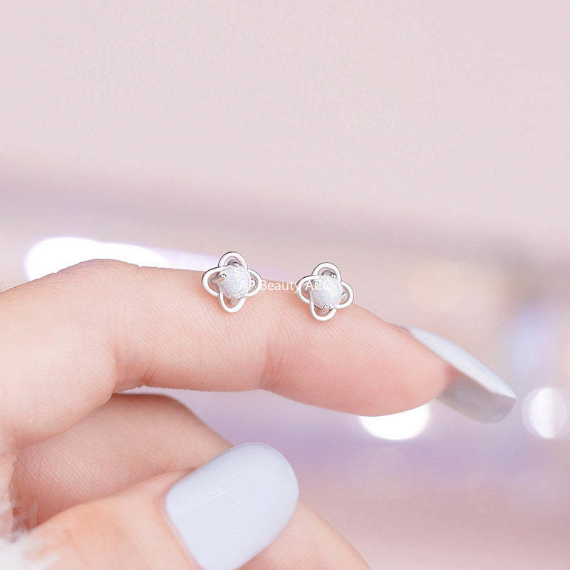 B관 - 999 실버 오팔 클로버 디자인 스터드 귀걸이 [YC7755E_1] 25.10-4