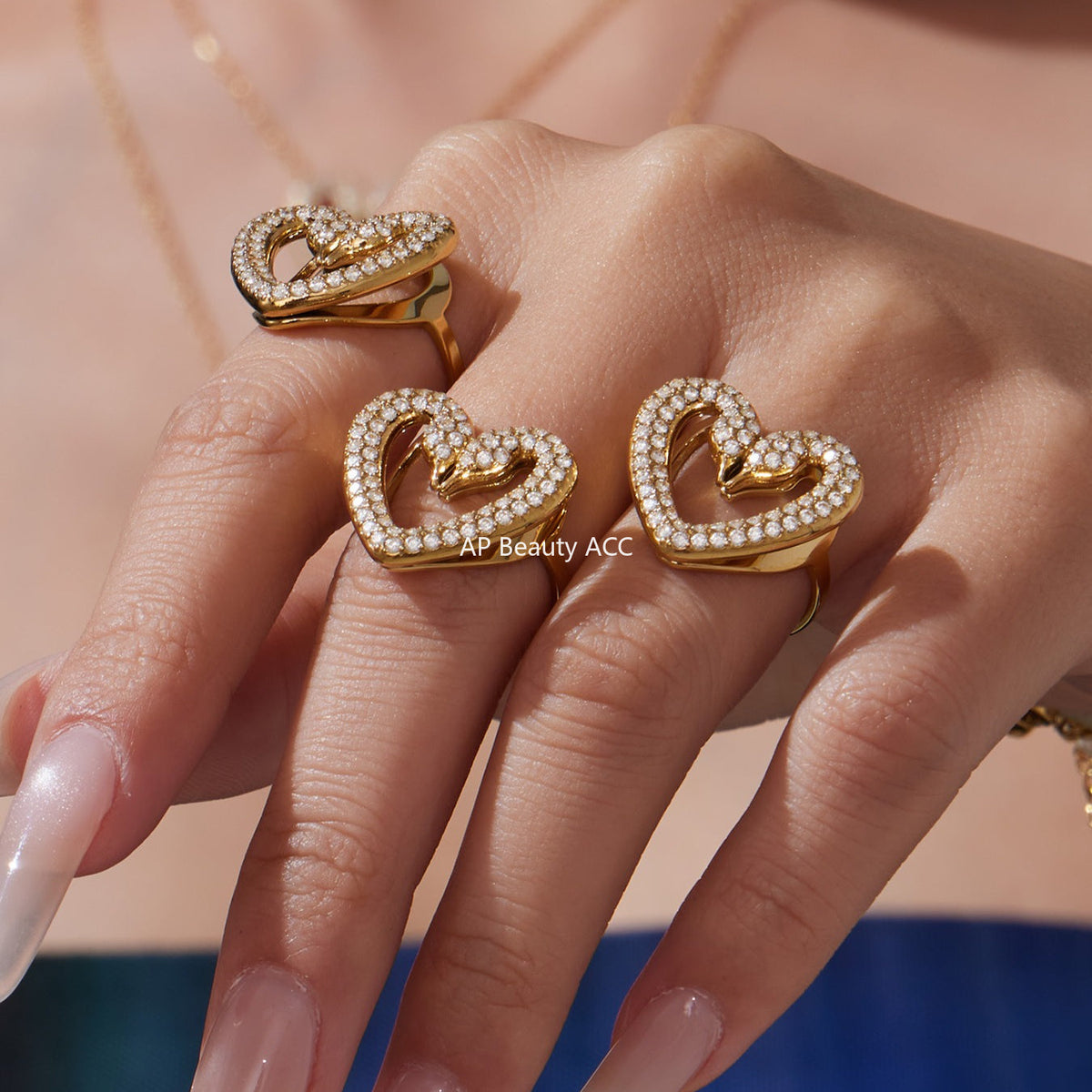 D관 - 스테인리스 스틸 풀큐빅 더블 스완 하트 목걸이 팔찌 반지 귀걸이 [TXP431] 25.10-3