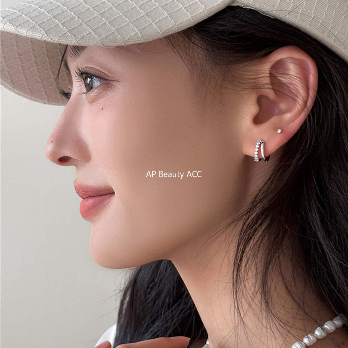 A관 - 빈티지 큐빅 925 은침 후프 귀걸이 [EH-3659] 25.08-3