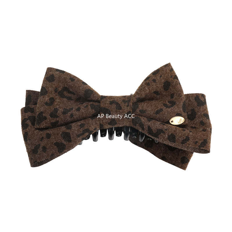 E관 - 레오파드 패턴 프린팅 리본 바나나 집게핀 [27748] 25.12-1