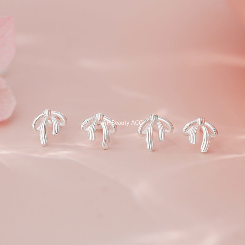 B관 - 999 실버 리본 매듭 피어싱 귀걸이 [YC7265E_1] 25.11-1