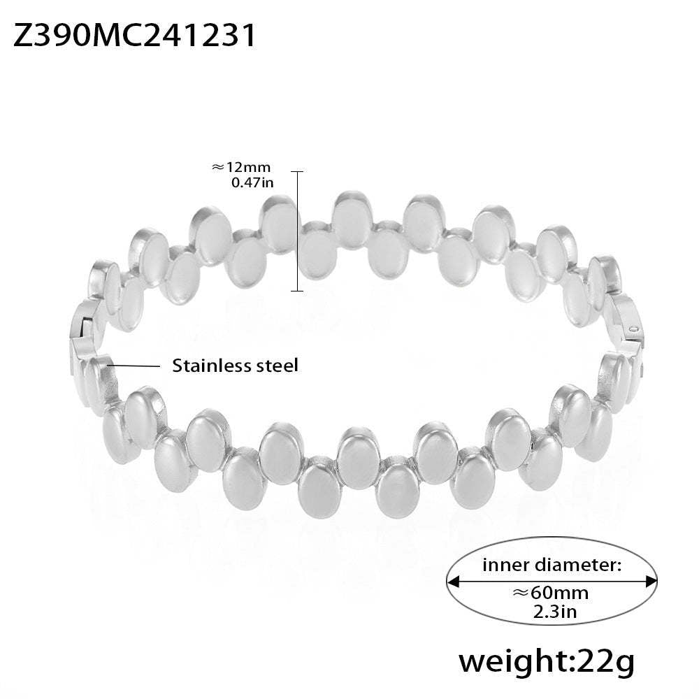 D관 - 링 디자인 큐빅 패턴 티타늄 스틸 18K 도금 팔찌 [ Z178-Z179] 25.01-2