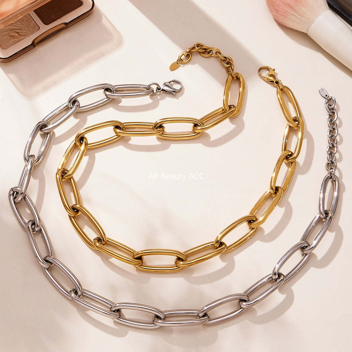 D관 - 체인 디자인 스테인리스 스틸 목걸이 팔찌 [TXP468-TXE468] 25.11-3