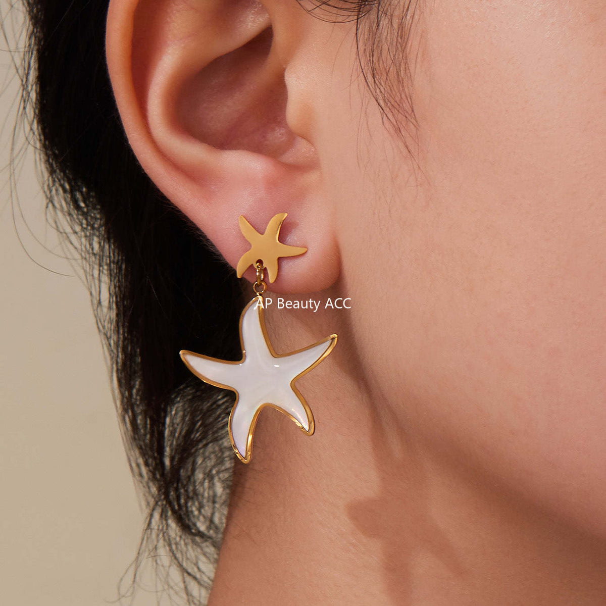 D관 - 천연 자개 에나멜 하트 별 펜던트 스테인리스 스틸 귀걸이 반지 [TXF410] 25.09-4