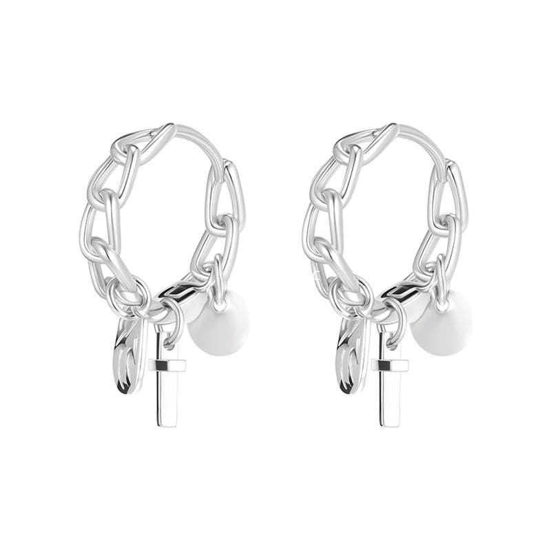 A관 - 925 은침 십자가 드롭 링 귀걸이 [EH-4270] 25.11-4