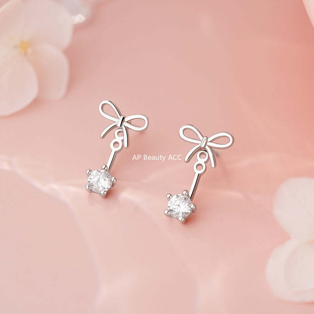 B관 - 925 실버 리본 큐빅 귀걸이 [YC2439E_1] 25.12-1