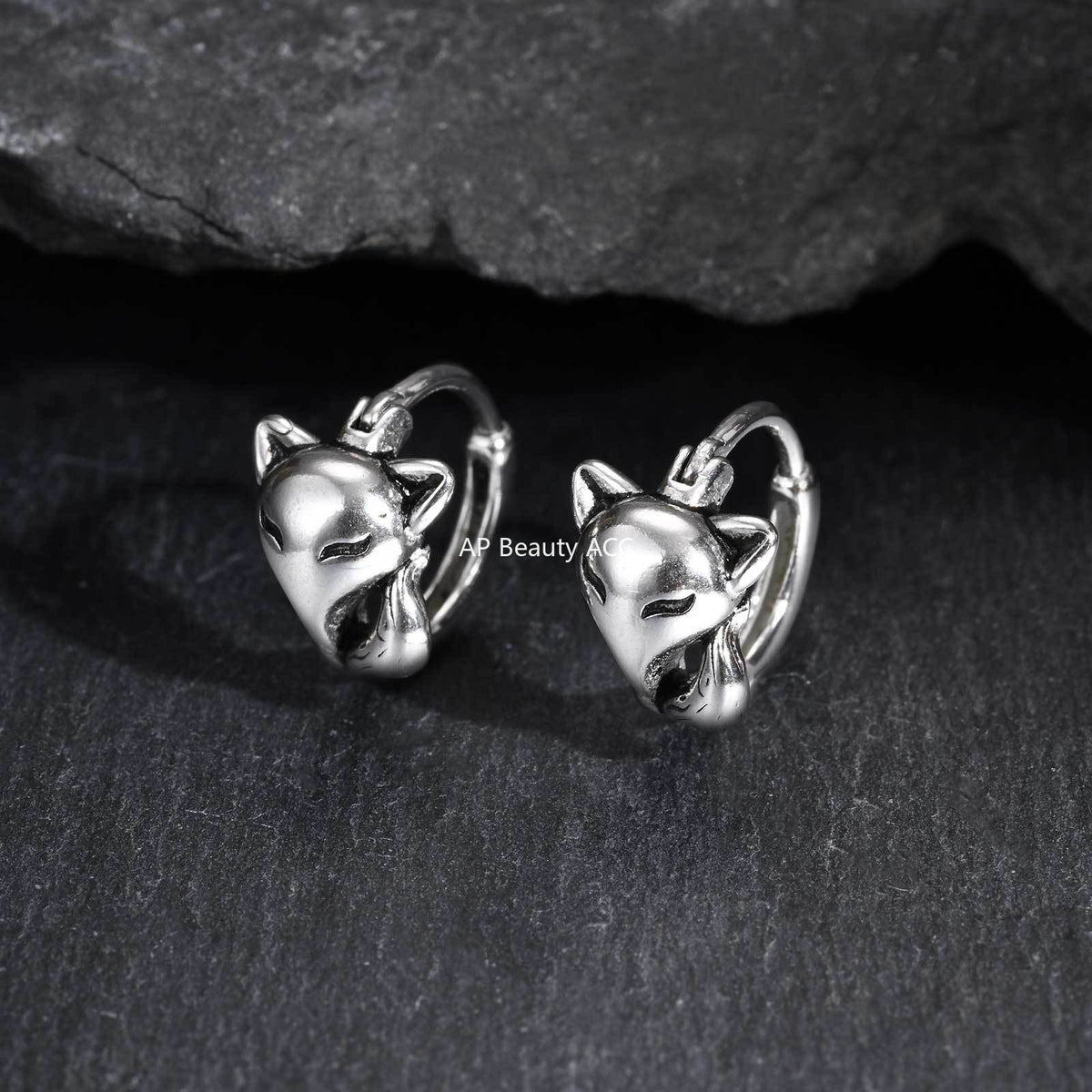 G관 - 여우 로즈 디자인 스테인리스 스틸 귀걸이 [EH-821] 25.12-2