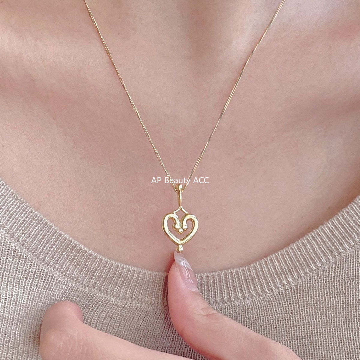 F관 - 925 실버 하트 펜던트 목걸이 [B1382] 25.11-3