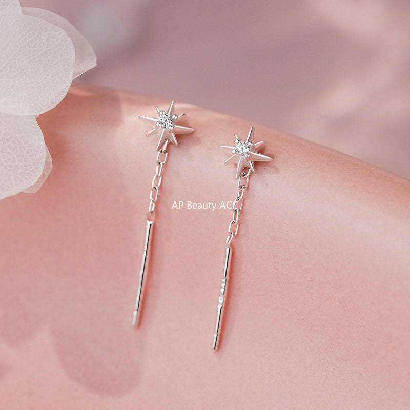 B관 - 999 실버 팔각별 큐빅 드롭 귀걸이 [YC6400E_1] 25.09-4