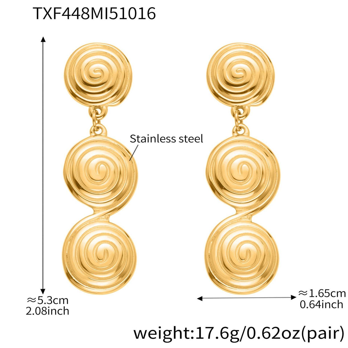 D관 - 스테인리스 스틸 나선형 원형 디자인 귀걸이 목걸이 [TXP448] 25.10-4