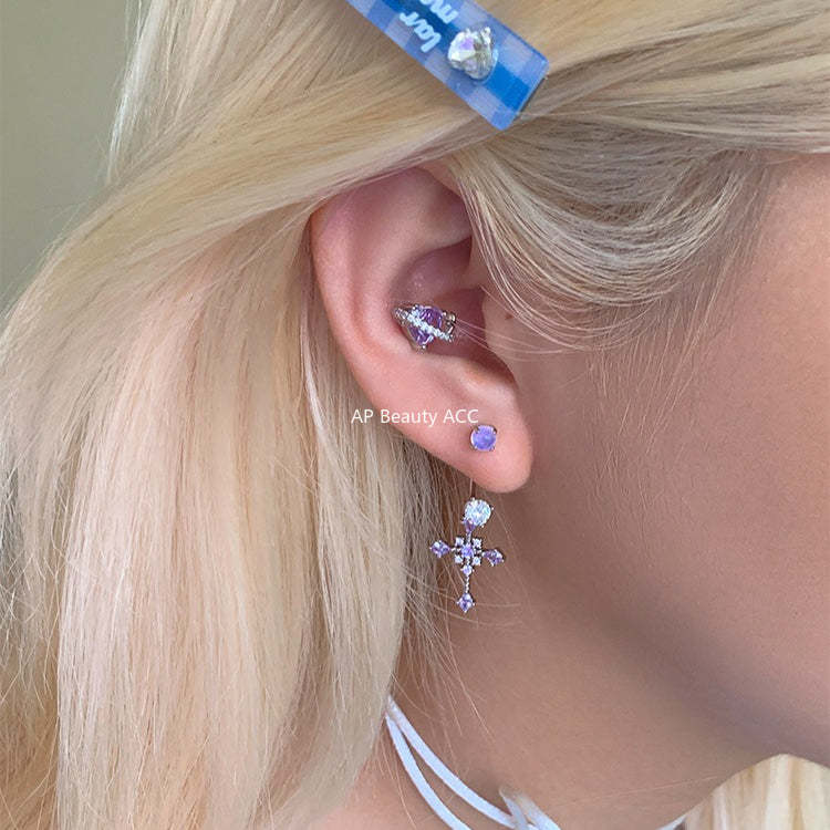 A관 - 큐빅 십자가 티타늄 스틸 귀걸이 [EH-4326] 25.12-2