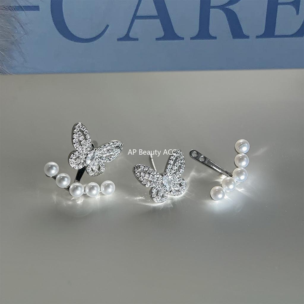 C관 - 나비 진주 큐빅 투웨이 925 은침 귀걸이 [5817] 25.04-2