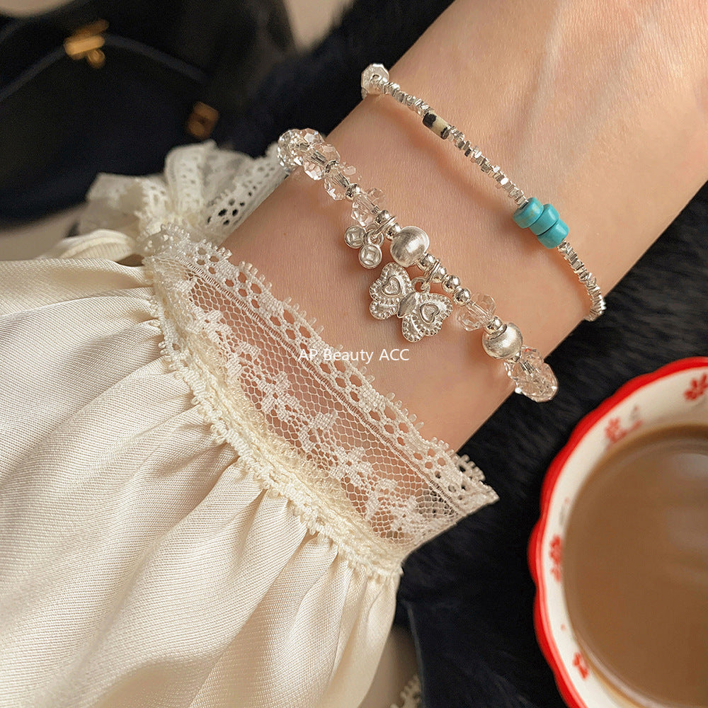 A관 - 925 실버 나비 고양이 핸드메이드 팔찌 [1076-1077] 25.10-3