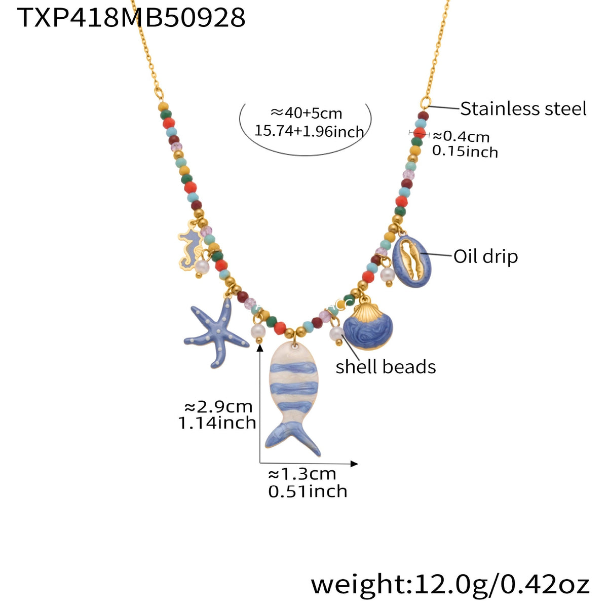 D관 - 18K 골드 도금 스테인리스 스틸 물고기 펜던트 목걸이 팔찌 발찌 [TXP418] 25.10-1