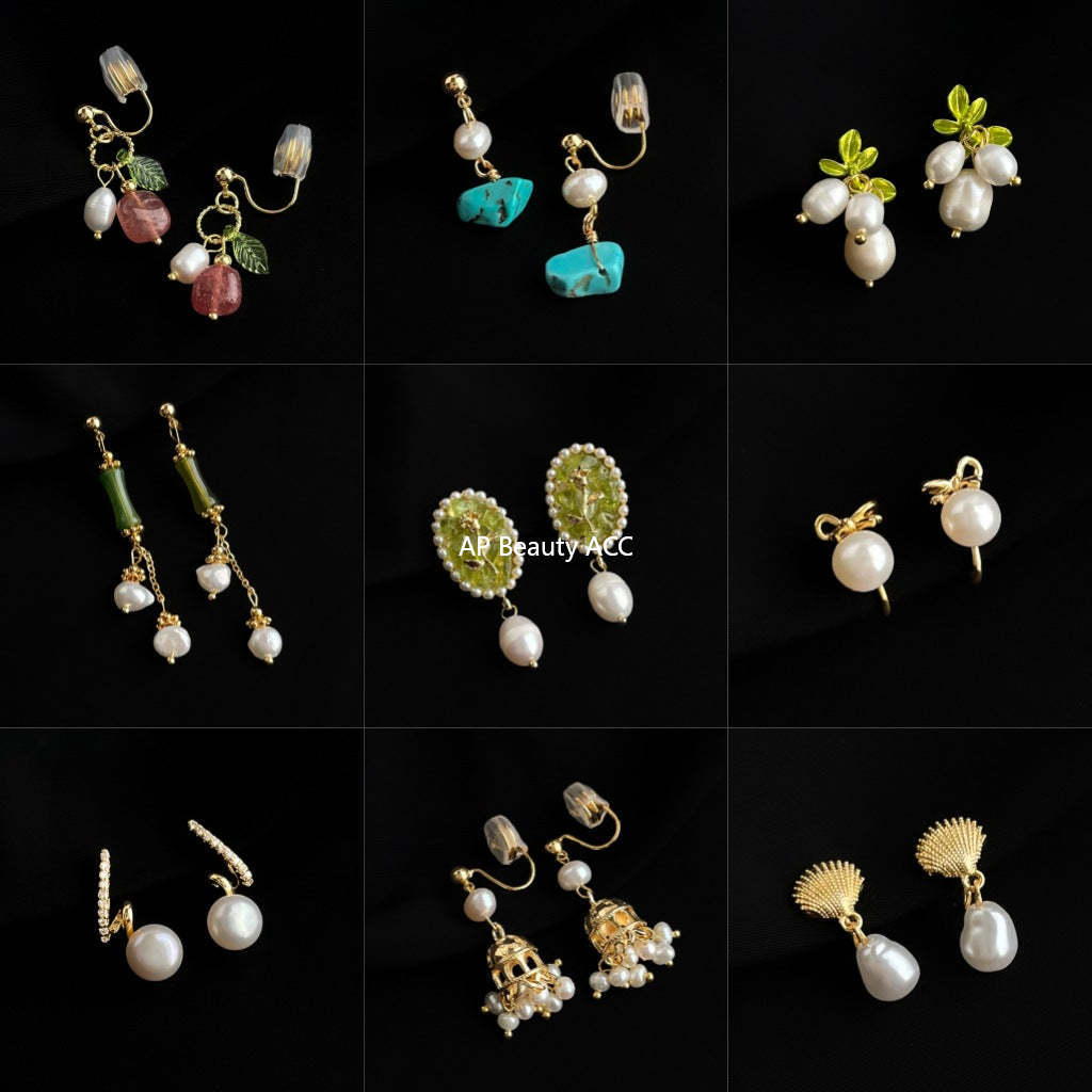 C관 - 담수 진주 골드 도금 나선형 이어커프 귀걸이 [EJ0203P] 25.02-3