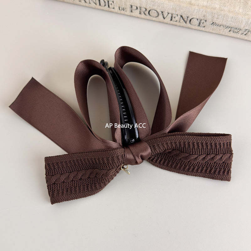 E관 - 레트로 니트 리본 대형 집게핀 [27638] 25.11-1