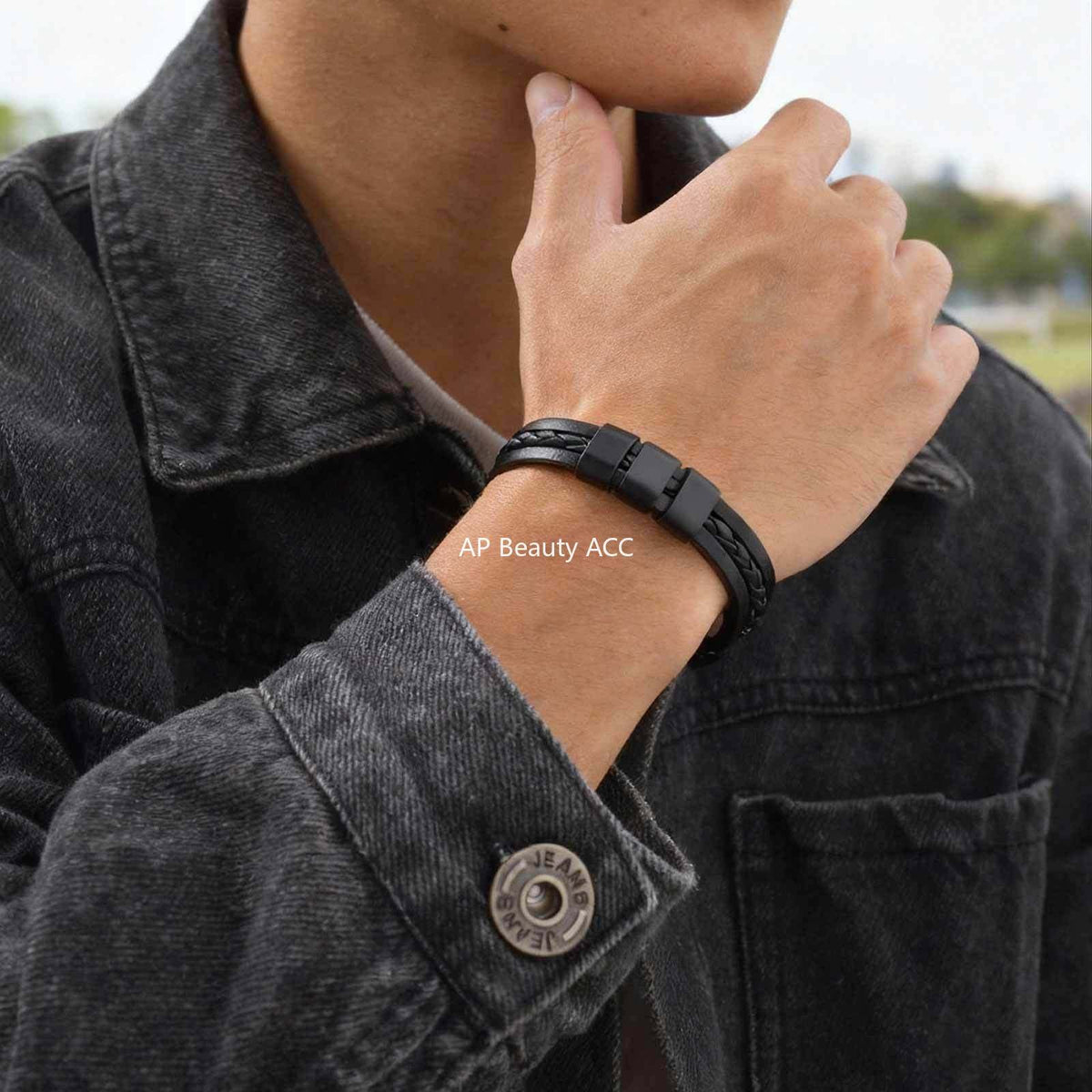 G관 - 미니멀 각인 가능한 3단 PU 가죽 팔찌 [BL-826] 25.12-3