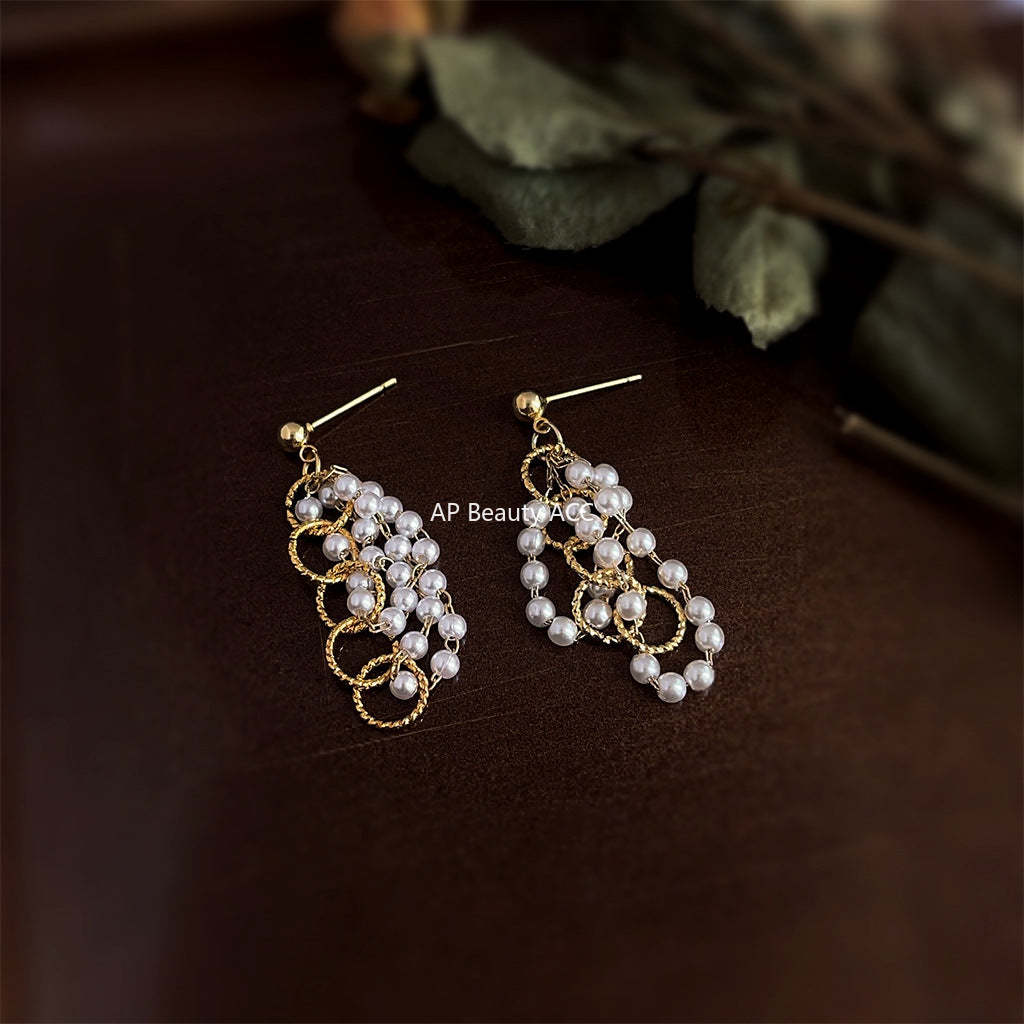 C관 - 14K 도금 프렌치 섬세한 실버 프린지 은침 귀걸이 [4148] 24.05-4