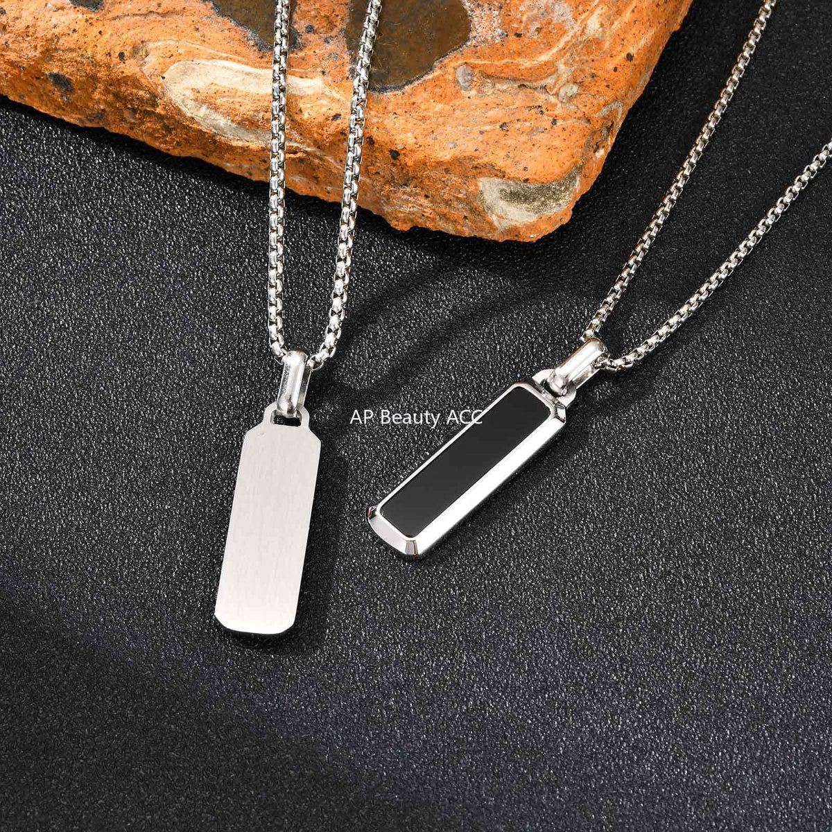 G관 - 스테인리스 호안석 바형 플레이트 펜던트 목걸이 [PN-2226] 25.11-2