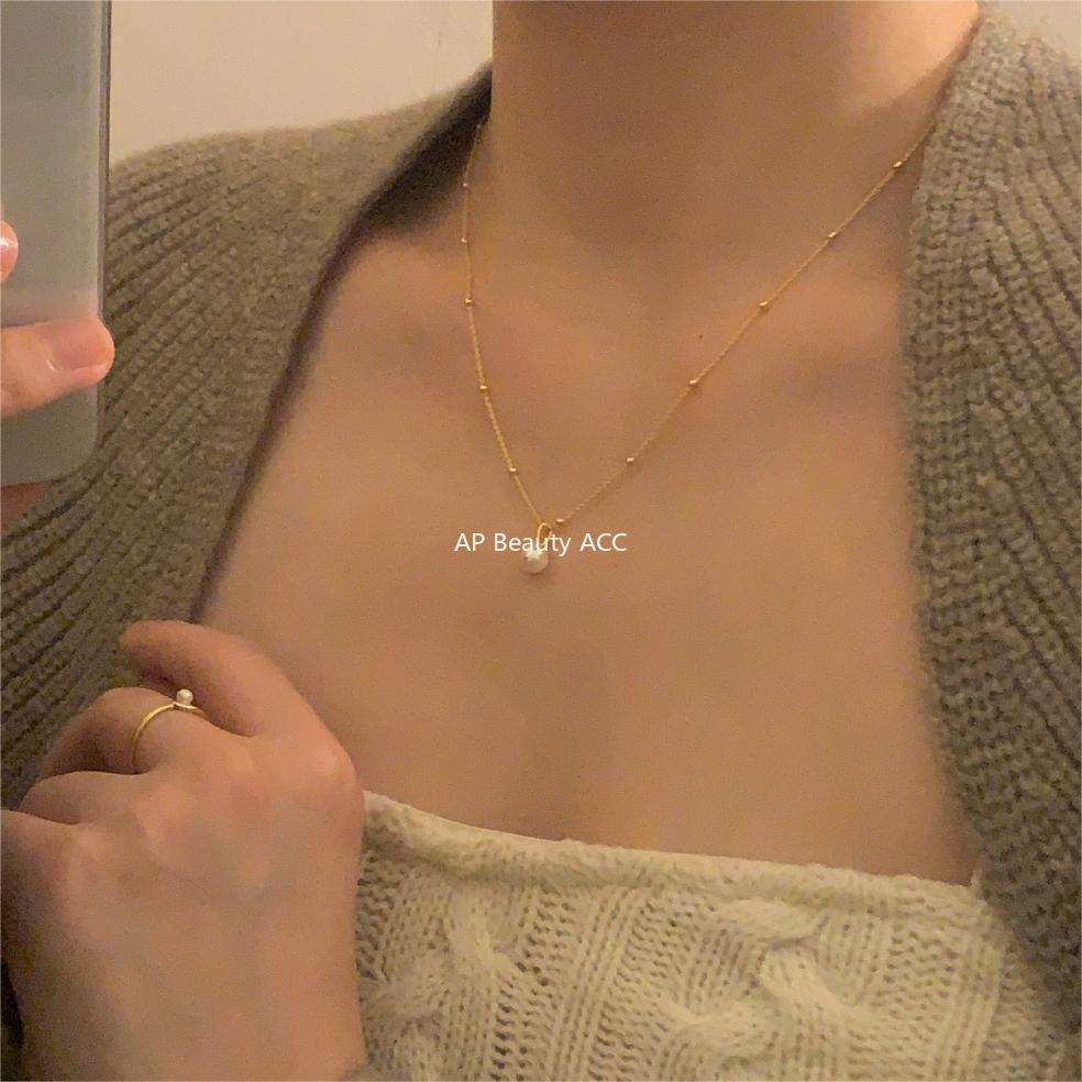 F관 - 포인트 진주 디자인 925 실버 목걸이 [B1166] 25.08-2