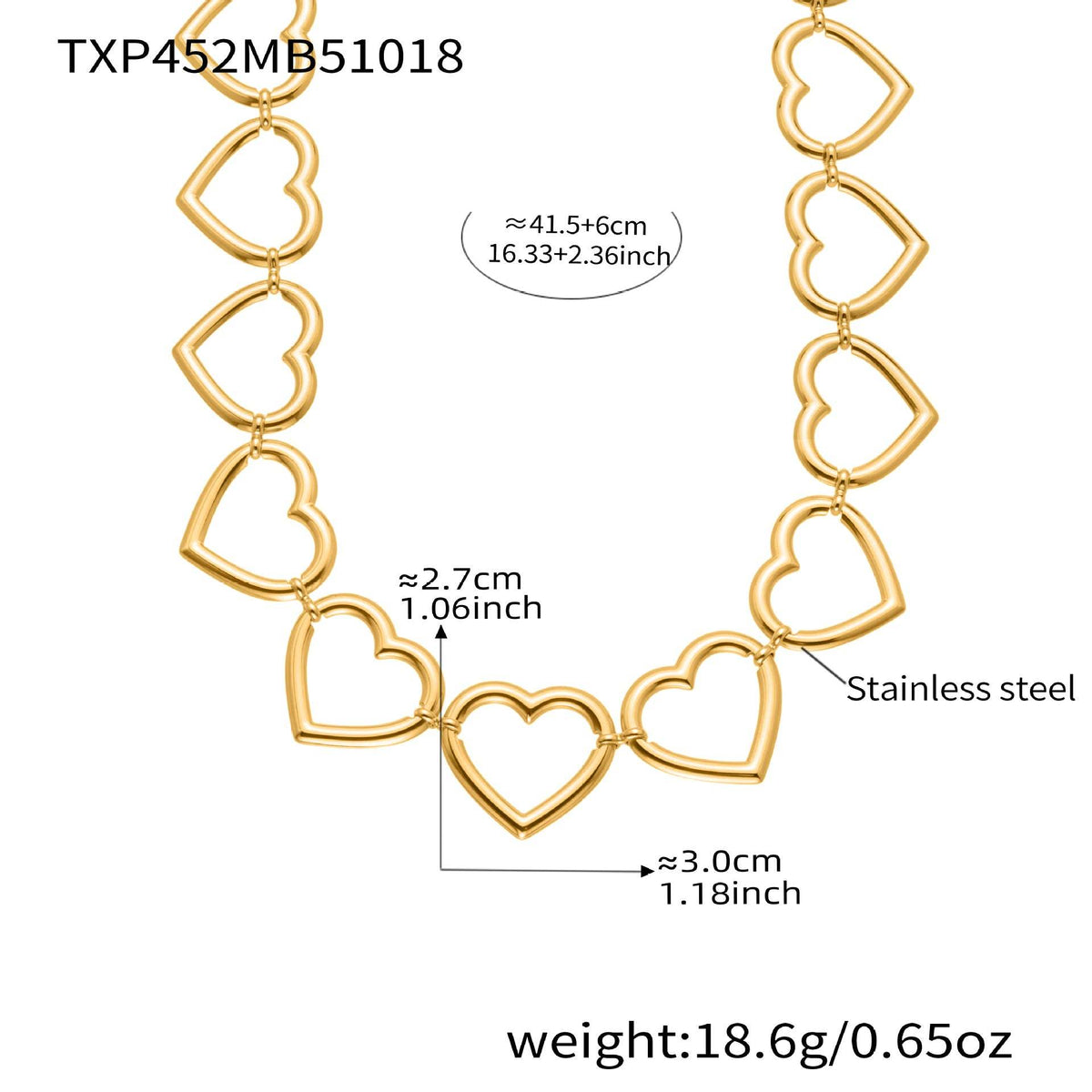 D관 - 18K 도금 스테인리스 스틸 하트 연결 디자인 귀걸이 목걸이 팔찌 [TXP452] 25.10-4