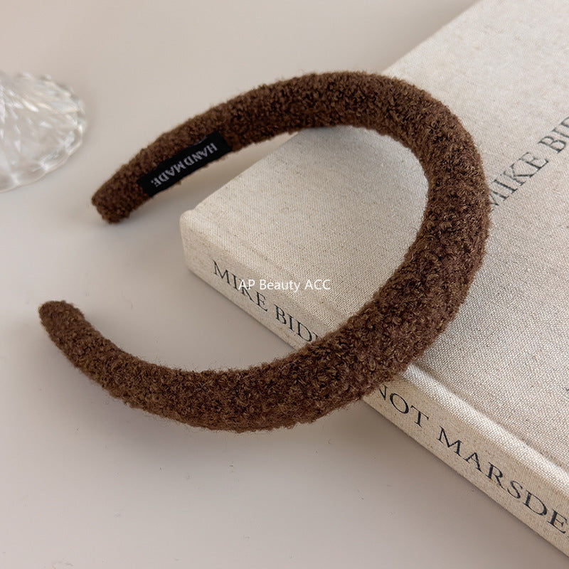 E관 - 양털 니트 단색 볼륨 스펀지 머리띠 [24431] 25.10-3