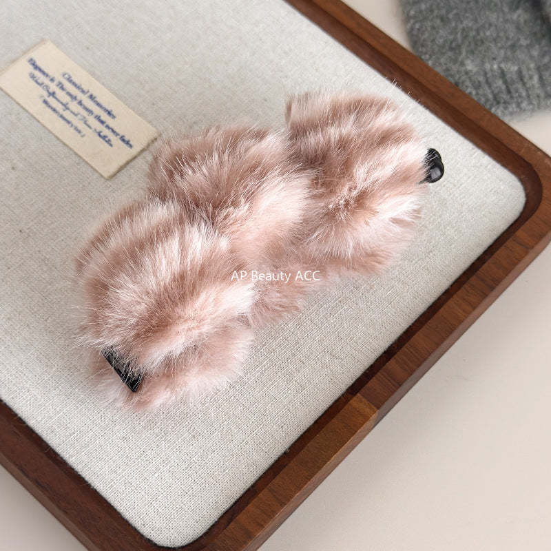 E관 - 퍼 소재 3구 디자인 호피무늬 집게핀 [27619] 25.10-5