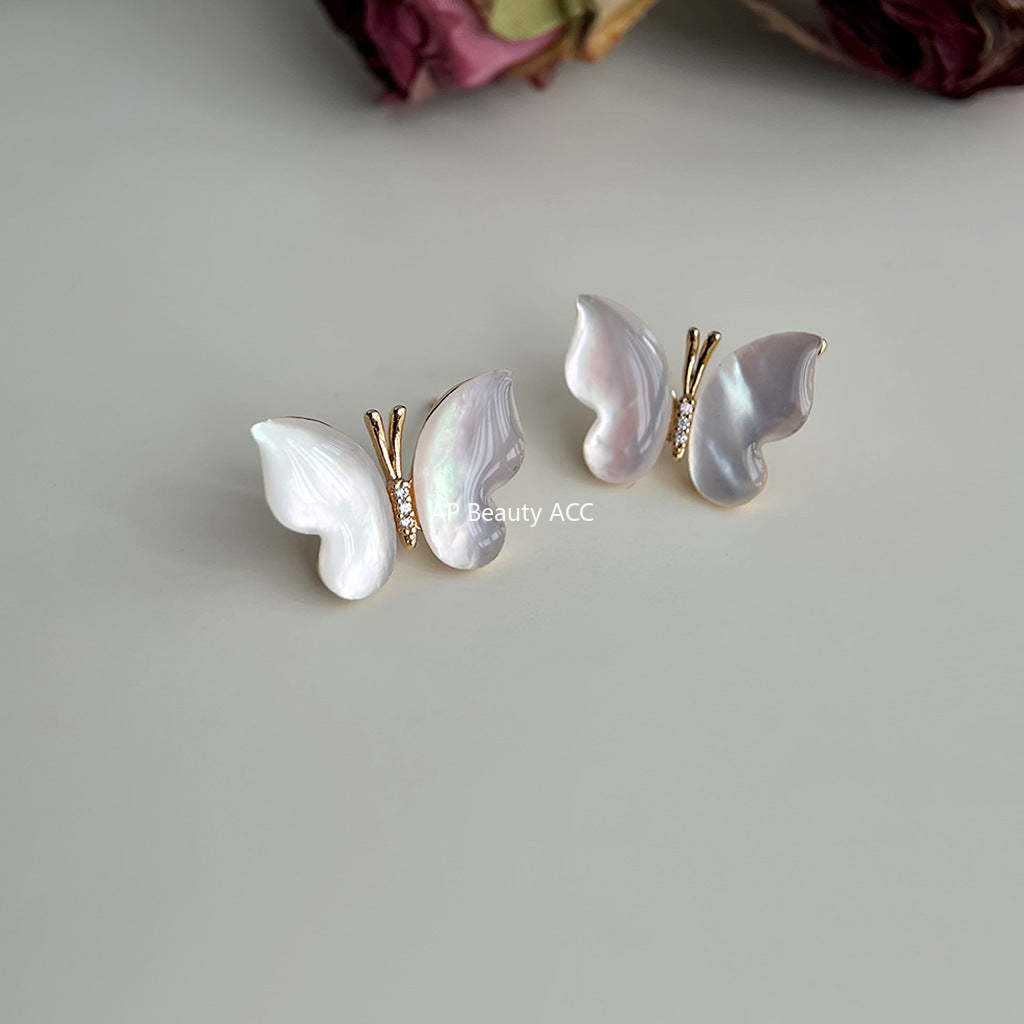 C관 - 진주 나비 미니 큐빅 스윗한 14K 도금 여름 귀걸이 [4500] 24.07-3