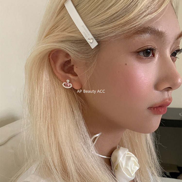 A관 - 핑크 큐빅 볼 디자인 진주 귀걸이 [EH-4313] 25.12-3