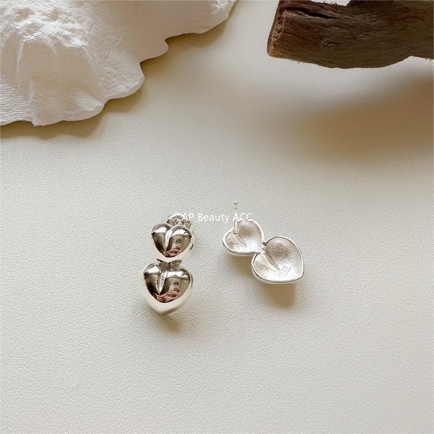 F관 - 925 실버 더블 하트 스터드 귀걸이 [C1228] 25.10-5