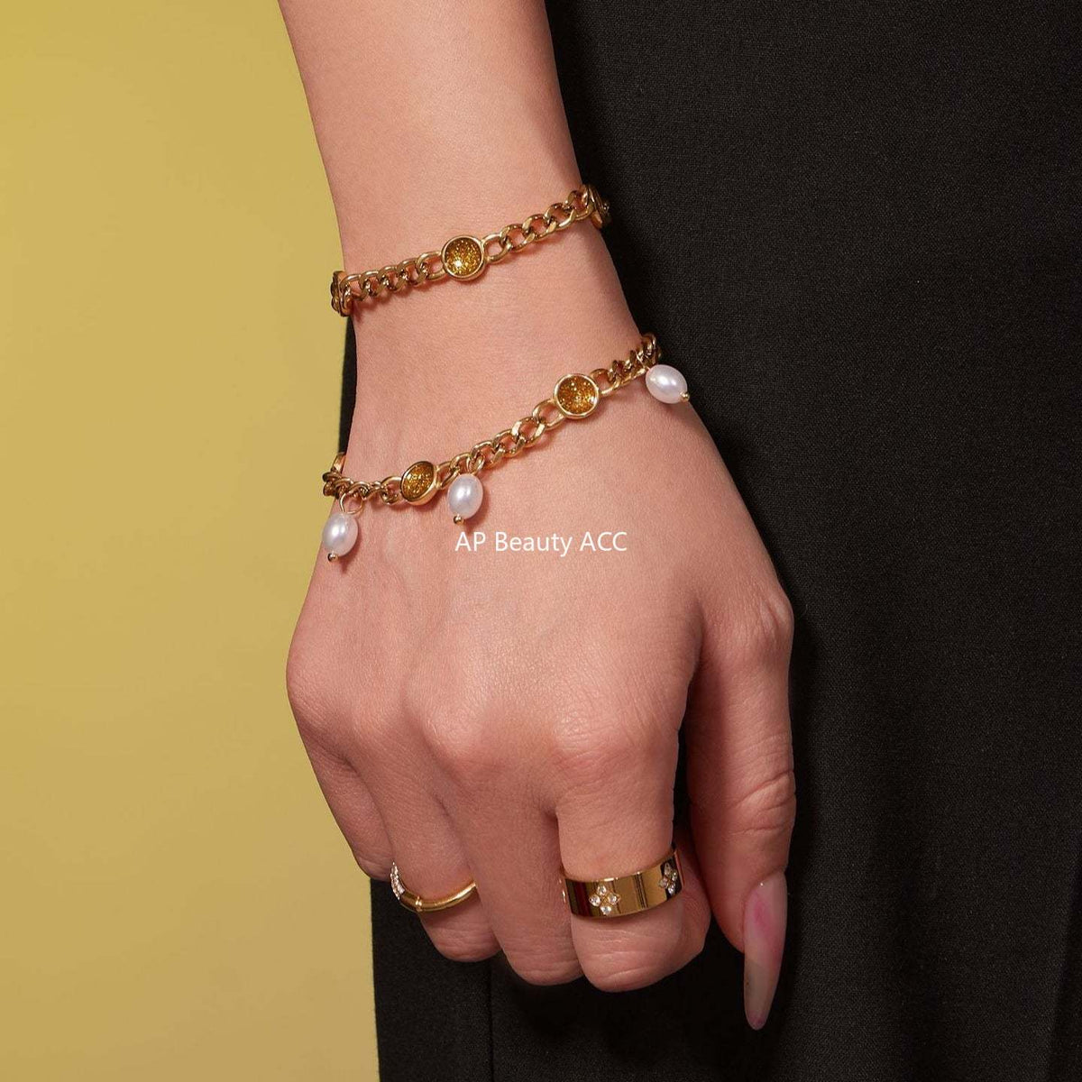 D관 - 스테인리스 스틸 진주 펜던트 18K 도금 목걸이 팔찌 [TXP496] 25.11-4