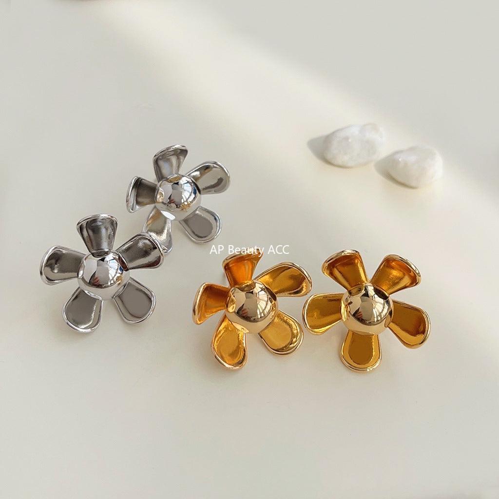 C관 - 18K 도금 두꺼운 고급스러운 고품질 꽃 귀걸이 [3709-3710] 24.03-5