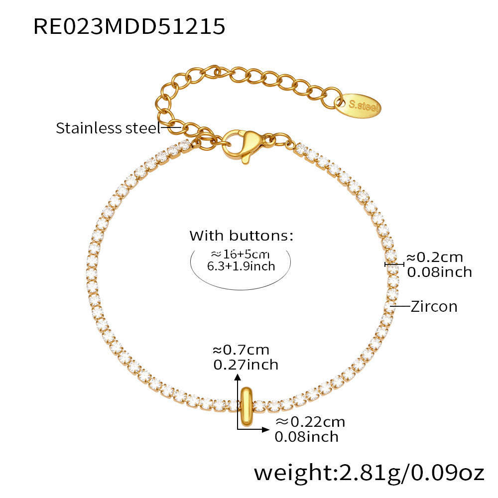 D관 - 스테인리스 스틸 18K 도금 알파벳 큐빅 팔찌 [RE023] 25.12-3