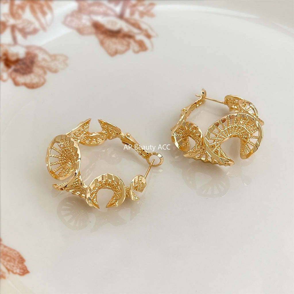 C관 - 레이스 장식 입체 트위스트 925 은침 귀걸이 [6790] 25.09-4