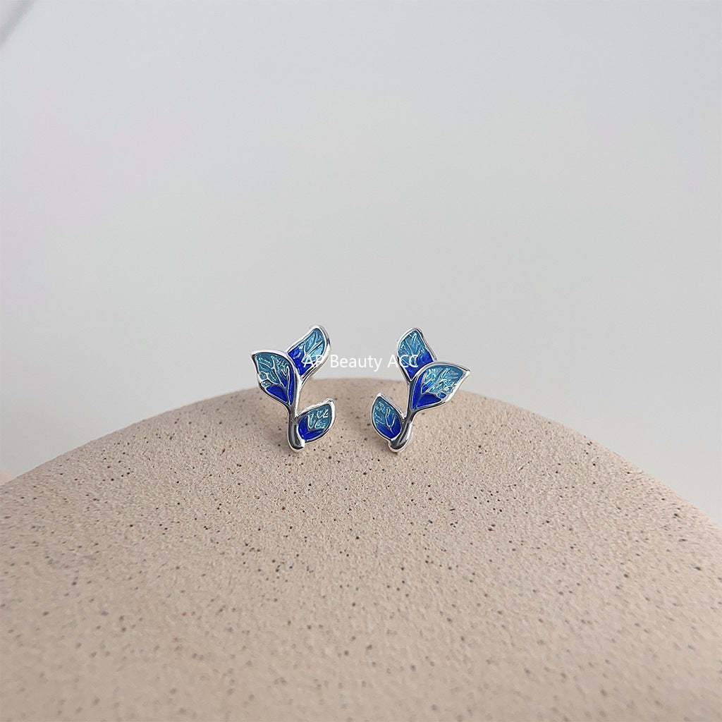 C관 - 간결한 잎사귀 은침 귀걸이 [3981] 24.05-5