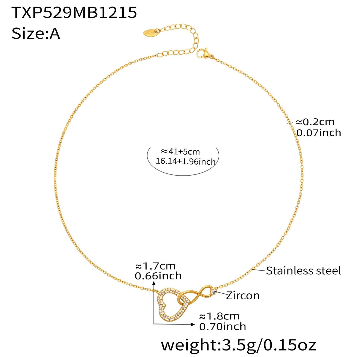 D관 - 스테인리스 스틸 18K 도금 하트 무한대 큐빅 목걸이 팔찌 [TXP529] 25.12-3