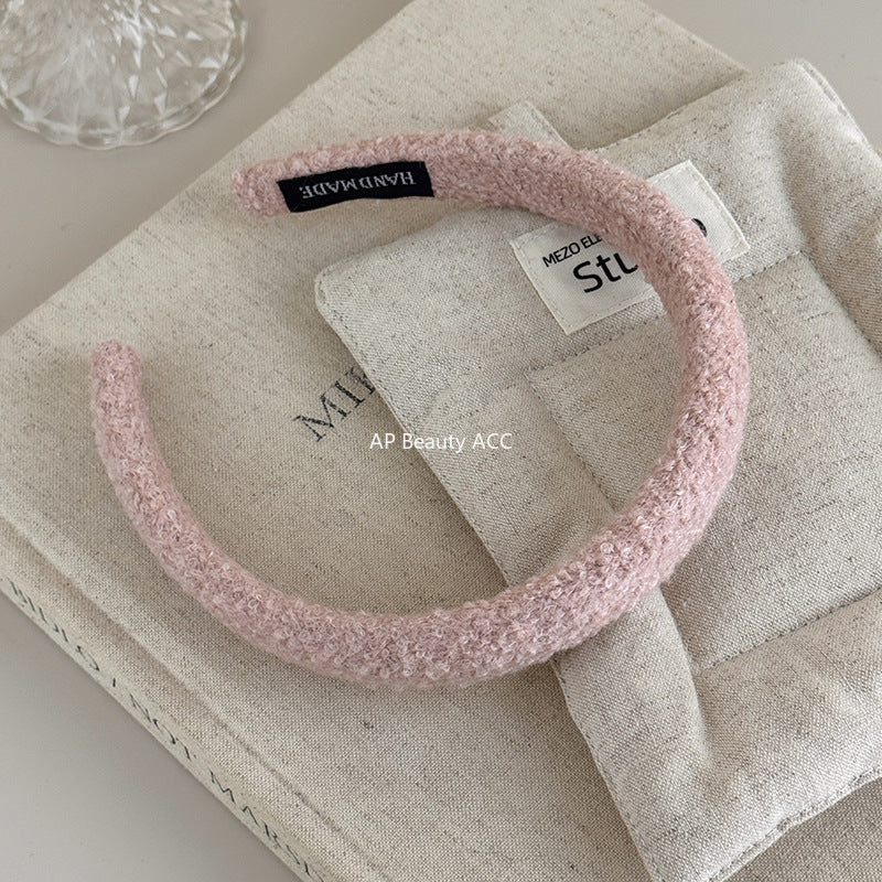 E관 - 양털 니트 단색 볼륨 스펀지 머리띠 [24431] 25.10-3