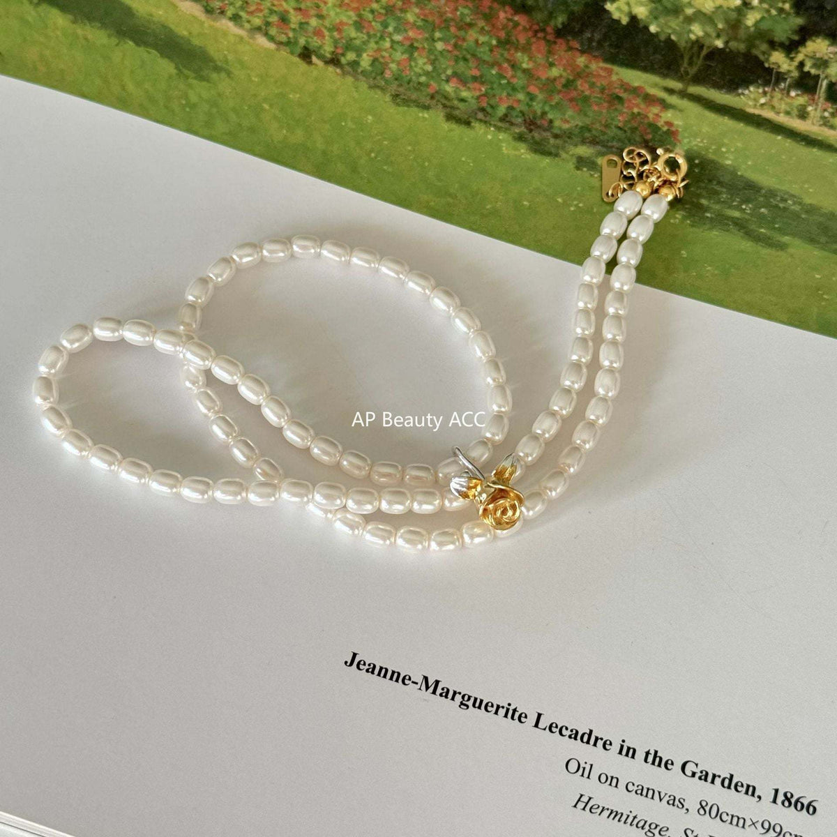 F관 - 925 실버 장미 플라워 펜던트 모조 진주 목걸이 [B917] 25.10-5