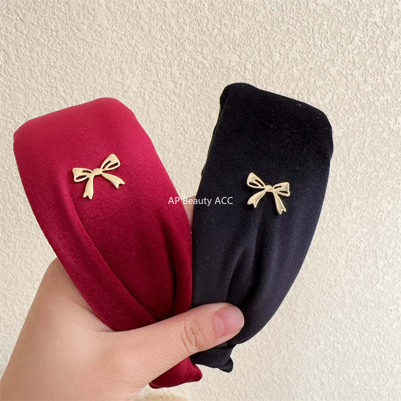 E관 - 가을겨울 벨벳 리본 디자인 와이드 머리띠 [27731] 25.11-4