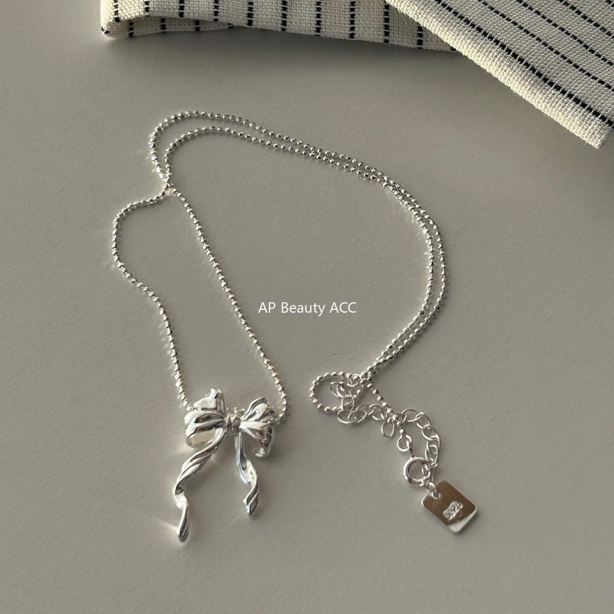 F관 - 925 실버 리본 펜던트 목걸이 [B1238] 25.10-3