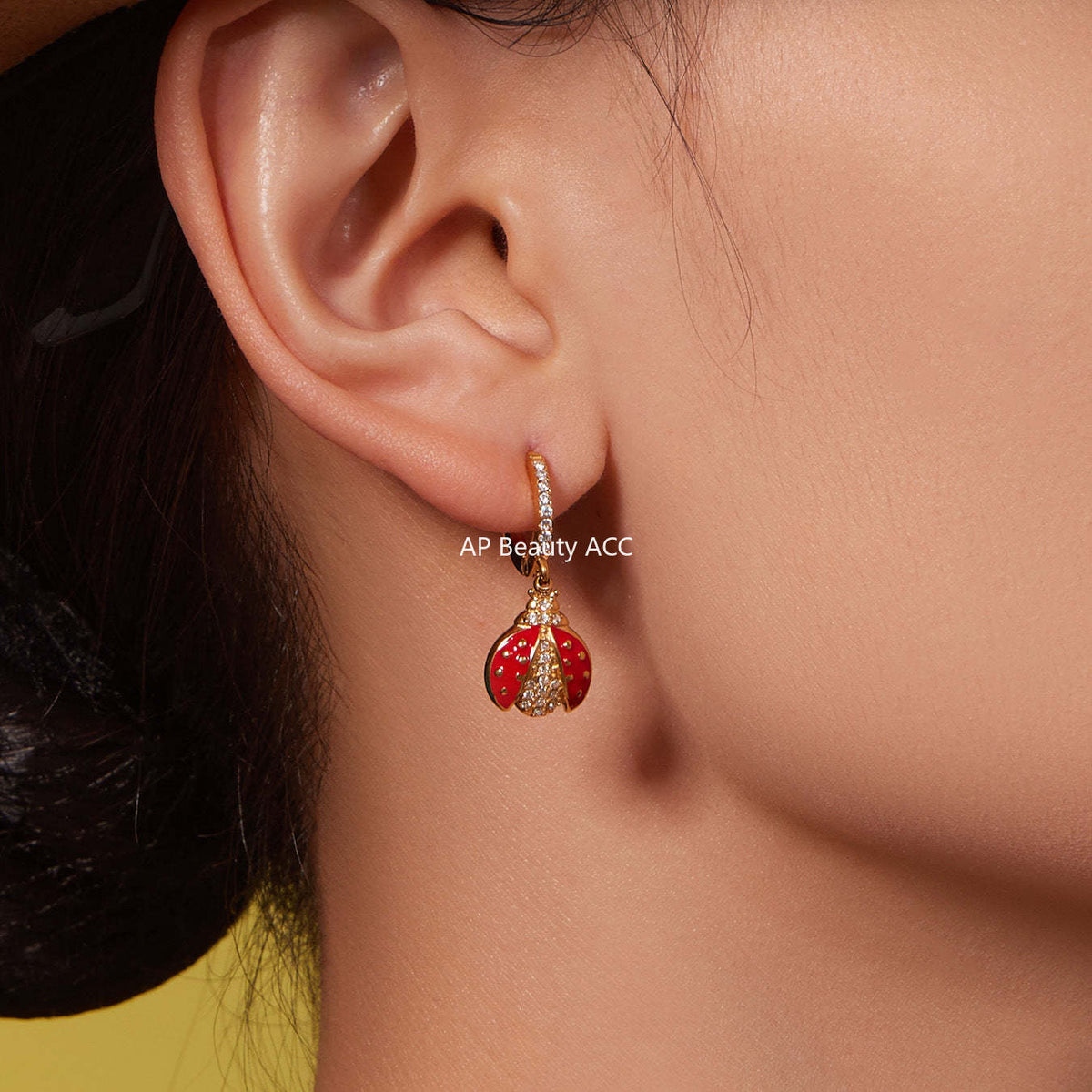 D관 - 스테인리스 스틸 무당벌레 큐빅 펜던트 목걸이 귀걸이 팔찌 발찌 [TXP479] 25.11-4