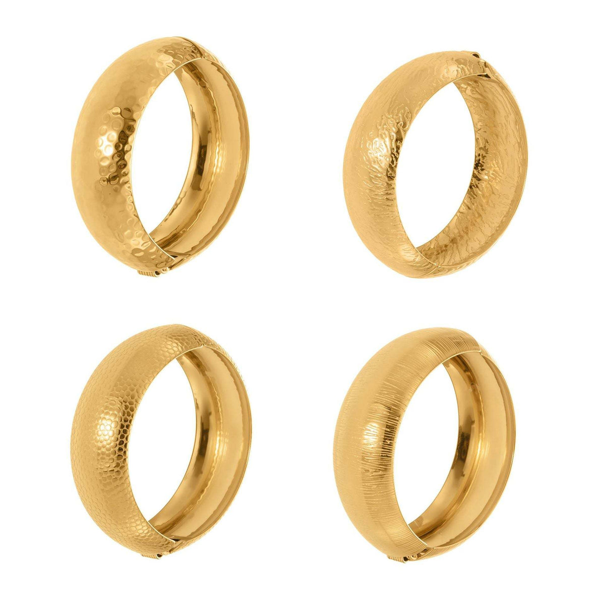 D관 - 스테인리스 18K 도금 패턴 볼드 오픈형 팔찌 [Z499] 25.10-5