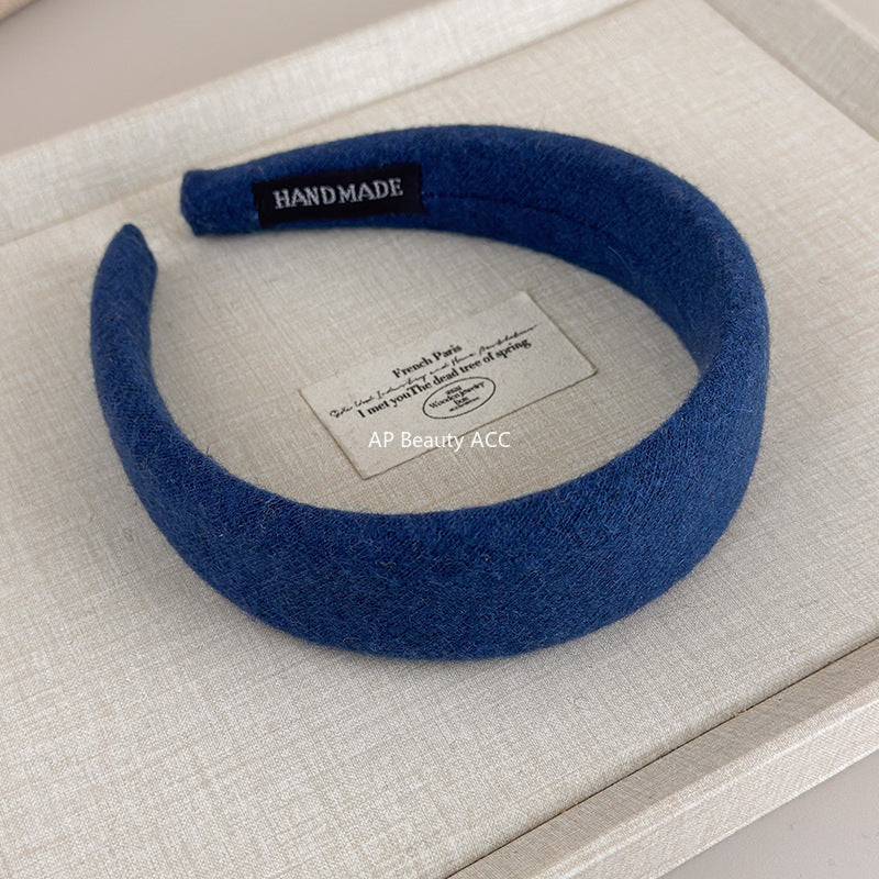 E관 - 컬러 울 패브릭 쿠션 와이드 머리띠 [27562] 25.10-3